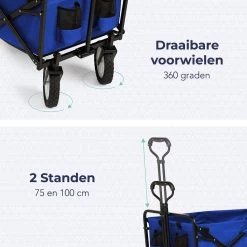 LifeGoods Bolderkar - Opvouwbaar - Draaibare Wielen - 2 Standen - 70KG Draagkracht - Blauw -Buiten Kamperen 1200x1200 877