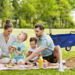 LifeGoods Bolderkar - Opvouwbaar - Draaibare Wielen - 2 Standen - 70KG Draagkracht - Blauw -Buiten Kamperen 1200x1200 879