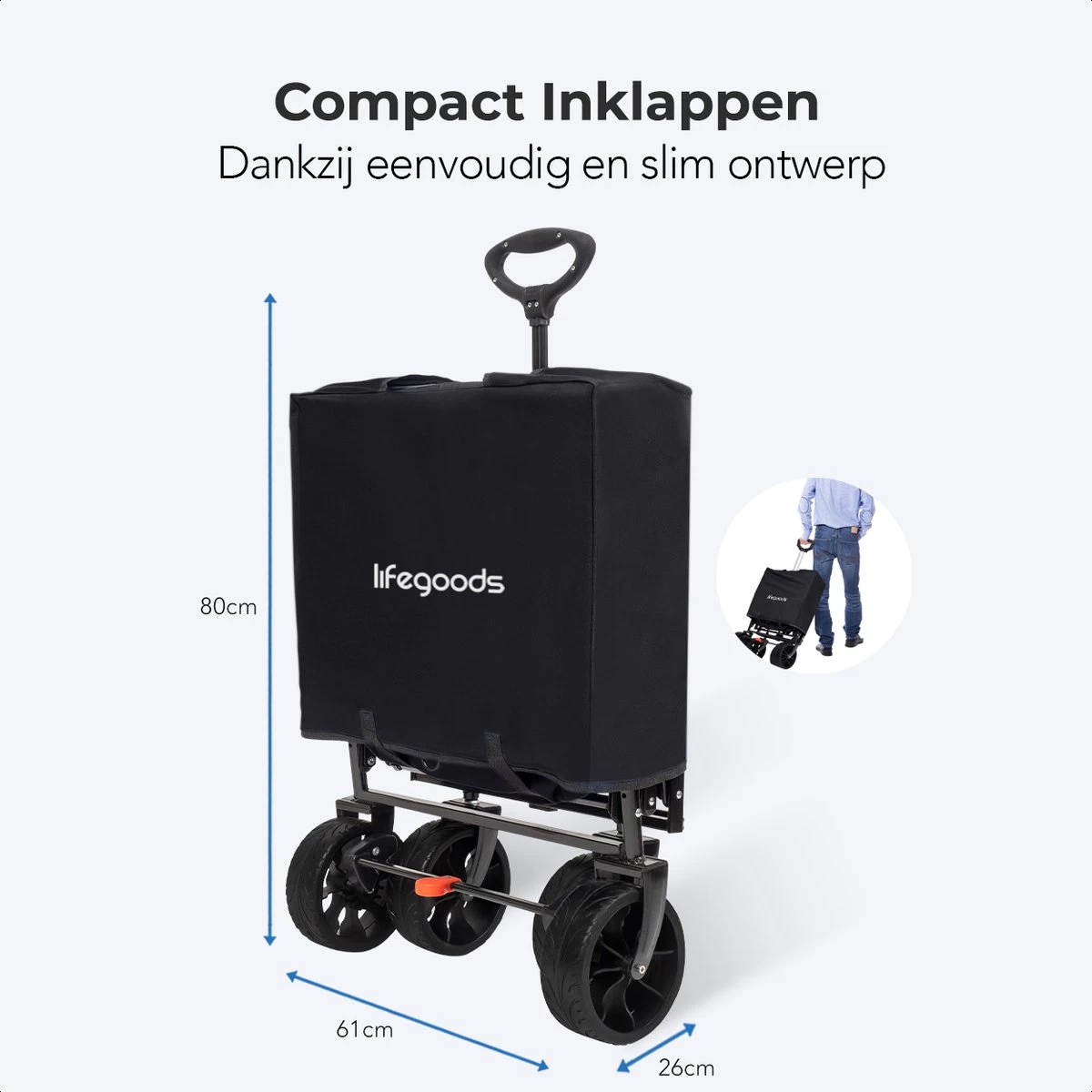 LifeGoods Bolderkar - Opvouwbaar - Tot 120KG - 103L - Extra Draagtas En Duwstang - Wasbaar Polyester - 98x45cm - Zwart/Grijs 5 LifeGoods Bolderkar - Opvouwbaar - Tot 120KG - 103L - Extra Draagtas En Duwstang - Wasbaar Polyester - 98x45cm - Zwart/Grijs - Afbeelding 3