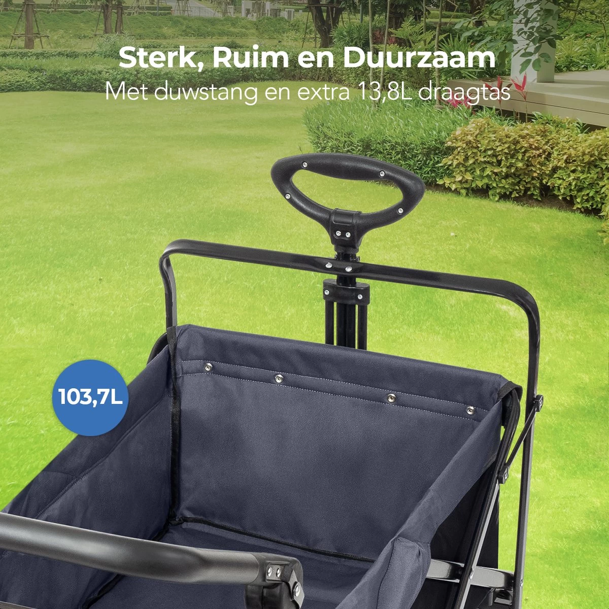 LifeGoods Bolderkar - Opvouwbaar - Tot 120KG - 103L - Extra Draagtas En Duwstang - Wasbaar Polyester - 98x45cm - Zwart/Grijs 10 LifeGoods Bolderkar - Opvouwbaar - Tot 120KG - 103L - Extra Draagtas En Duwstang - Wasbaar Polyester - 98x45cm - Zwart/Grijs - Afbeelding 8