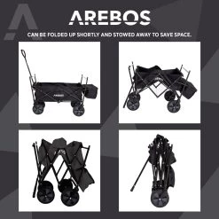 AREBOS Handwagen Vouwbare Dak Handwagen Vouwbare Trolley Uitrustingswagen Zwart -Buiten Kamperen 1200x1200 919
