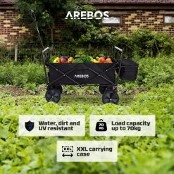 AREBOS Handwagen Vouwbare Dak Handwagen Vouwbare Trolley Uitrustingswagen Zwart -Buiten Kamperen 1200x1200 922