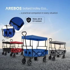AREBOS Handwagen Vouwbare Dak Handwagen Vouwbare Trolley Uitrustingswagen Blauw -Buiten Kamperen 1200x1200 961