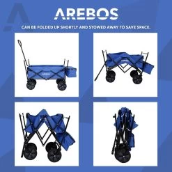 AREBOS Handwagen Vouwbare Dak Handwagen Vouwbare Trolley Uitrustingswagen Blauw -Buiten Kamperen 1200x1200 963