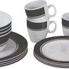 Bo-Camp - Servies - Classic - 16-Delig - Wit/Grijs