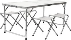 Inklapbare, In Hoogte Verstelbare Campingtafel 120x60x70cm Incl. 4 Inklapbare Krukken Campingtafel S
