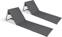 Set Van 2 Strandmatten Met Verstelbare Rugleuning - Gevuld Met Comfortschuim, Ultralicht En Opvouwbaar Om Ruimte Te Besparen – Grijs