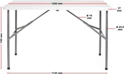 Toboli Klaptafel 120x60x74cm Campingtafel Wit; Bijzettafel, Inklapbare Tafel - Multistrobe -Buiten Kamperen 1200x721