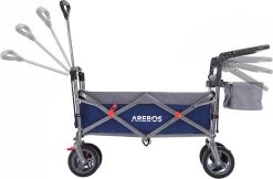 AREBOS Premium Steekwagen Met Dak Opvouwbare Tuinkar Handkar Bolderkar Blauw / Grijs -Buiten Kamperen 1200x787