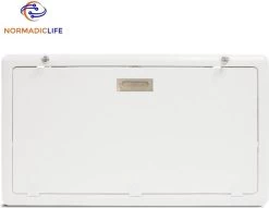 Merkloos NormadicLife® - Outdoor – Opklapbare Tafel - Eettafel – Tafel Voor Buitenkeuken - Caravan – Camper – Picknicktafel - Ingebouwd Ledlicht – Wit -Buiten Kamperen 1200x929