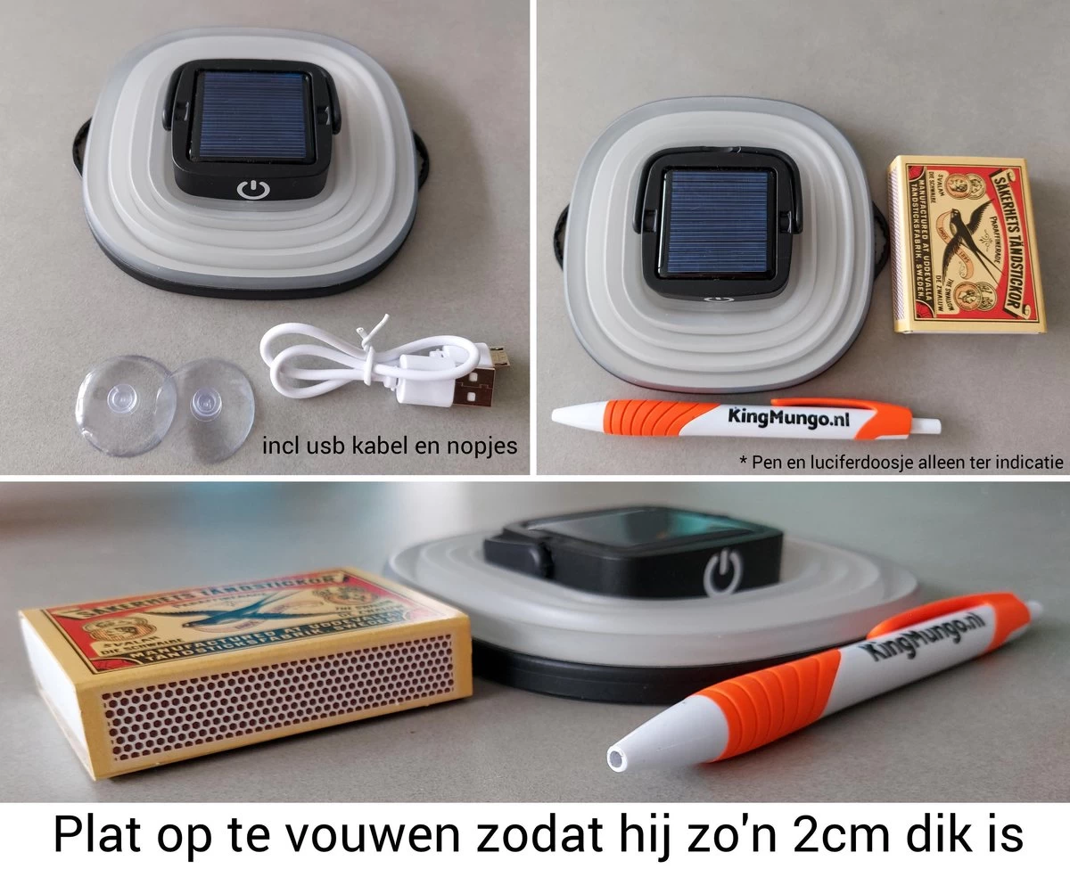 Solar Led Camping Lamp - Tent Verlichting Oplaadbaar - Solar Lantaarn Tafellamp Opvouwbare Campinglamp - King Mungo 5 Solar Led Camping Lamp - Tent Verlichting Oplaadbaar - Solar Lantaarn Tafellamp Opvouwbare Campinglamp - King Mungo - Afbeelding 3