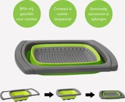 Buxibo - 3-Delige Keuken Vergiet Set Inklapbaar Groen/Grijs -Buiten Kamperen 1200x979 5