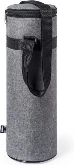 Merkloos Flessenkoeler - Koeltas Fles - Champagnekoeler - Wijnkoeler - Isolatie - Volwassenen - Dames - Heren - 11 X 35 Cm - 1,5 Liter - Gerecyclede PET Flessen - Polyester - Aluminium - Grijs