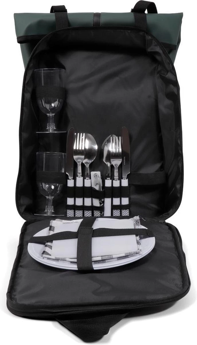 Norländer Picknick Rugtas - Koeltas - Inclusief Bestek - Groen 6 Norländer Picknick Rugtas - Koeltas - Inclusief Bestek - Groen - Afbeelding 4