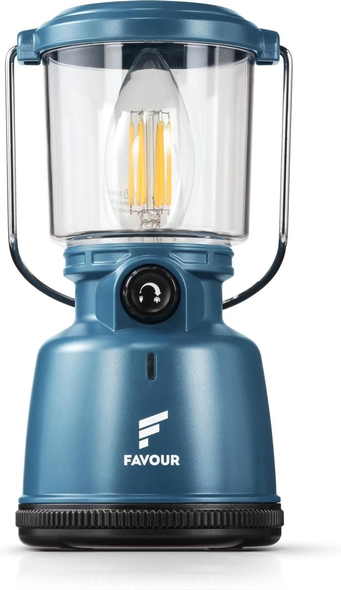 Favour L0818 Retro Camping Lamp Oplaadbaar LED, 320 Lumen, IP64 Waterdicht, Draagbare Kampeerlamp, Tentlamp, Acculamp, Traploos Dimbare Lamp Incl. Kaarslicht-modus, Blauw 3 Favour L0818 Retro Camping Lamp Oplaadbaar LED, 320 Lumen, IP64 Waterdicht, Draagbare Kampeerlamp, Tentlamp, Acculamp, Traploos Dimbare Lamp Incl. Kaarslicht-modus, Blauw