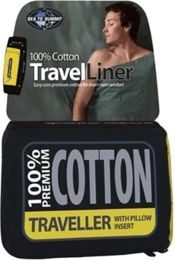 Sea To Summit - Premium Cotton Liner - Lakenzak - Katoen - Oceaan Blauw - Recht Model Lang -Buiten Kamperen 810x1200 3