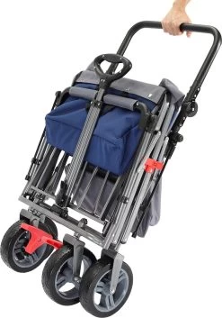 AREBOS Premium Steekwagen Met Dak Opvouwbare Tuinkar Handkar Bolderkar Blauw / Grijs -Buiten Kamperen 840x1200 1