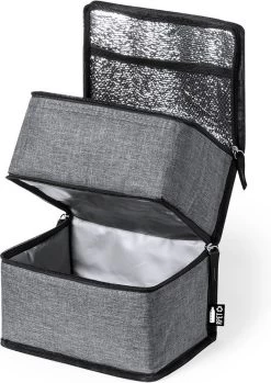 Merkloos Koeltas Met Dubbel Compartiment - Lunchtas - Koeltasje Lunch - Koelelementen - Koud - Warm - Isolatie - Volwassenen - Dames - Heren - 14 X 22 Cm - Polyester - RPET - Aluminium - Grijs -Buiten Kamperen 849x1200 3