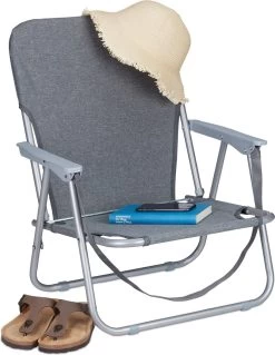Relaxdays Strandstoel Opvouwbaar - Set Van 2 - Lage Campingstoel - Kampeerstoel Leuning - Grijs -Buiten Kamperen 930x1200 1