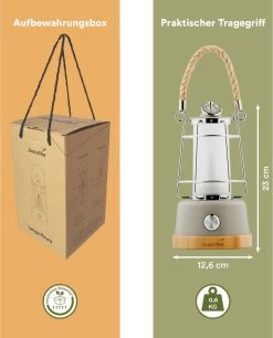 Skandika Kiruna LED-Lamp – Tentlampen – Campinglampen – Buiten Lantaarn – Buitenverlichting – Buiten Lamp - Retro Outdoor Camping Lamp Met Powerbank, Traploos Dimbaar, Draadloos, Oplaadbare Batterij, USB, Warm En Koud Wit, 75h Lichtduur – Beige -Buiten Kamperen 968x1200 5