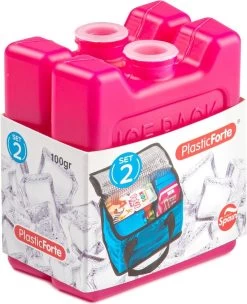 Voordeelset Van 2x Stuks Kleine Koelelementen 7 X 8 Cm In Het Roze Plastic