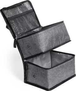 Merkloos Koeltas Met Dubbel Compartiment - Lunchtas - Koeltasje Lunch - Koelelementen - Koud - Warm - Isolatie - Volwassenen - Dames - Heren - 14 X 22 Cm - Polyester - RPET - Aluminium - Grijs -Buiten Kamperen 997x1200 1